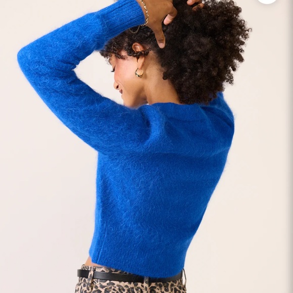 Pistola Sara Shrunken Crewneck Sweater Alpaca Blend in vibrant "Azure Blue - Picture 3 of 13